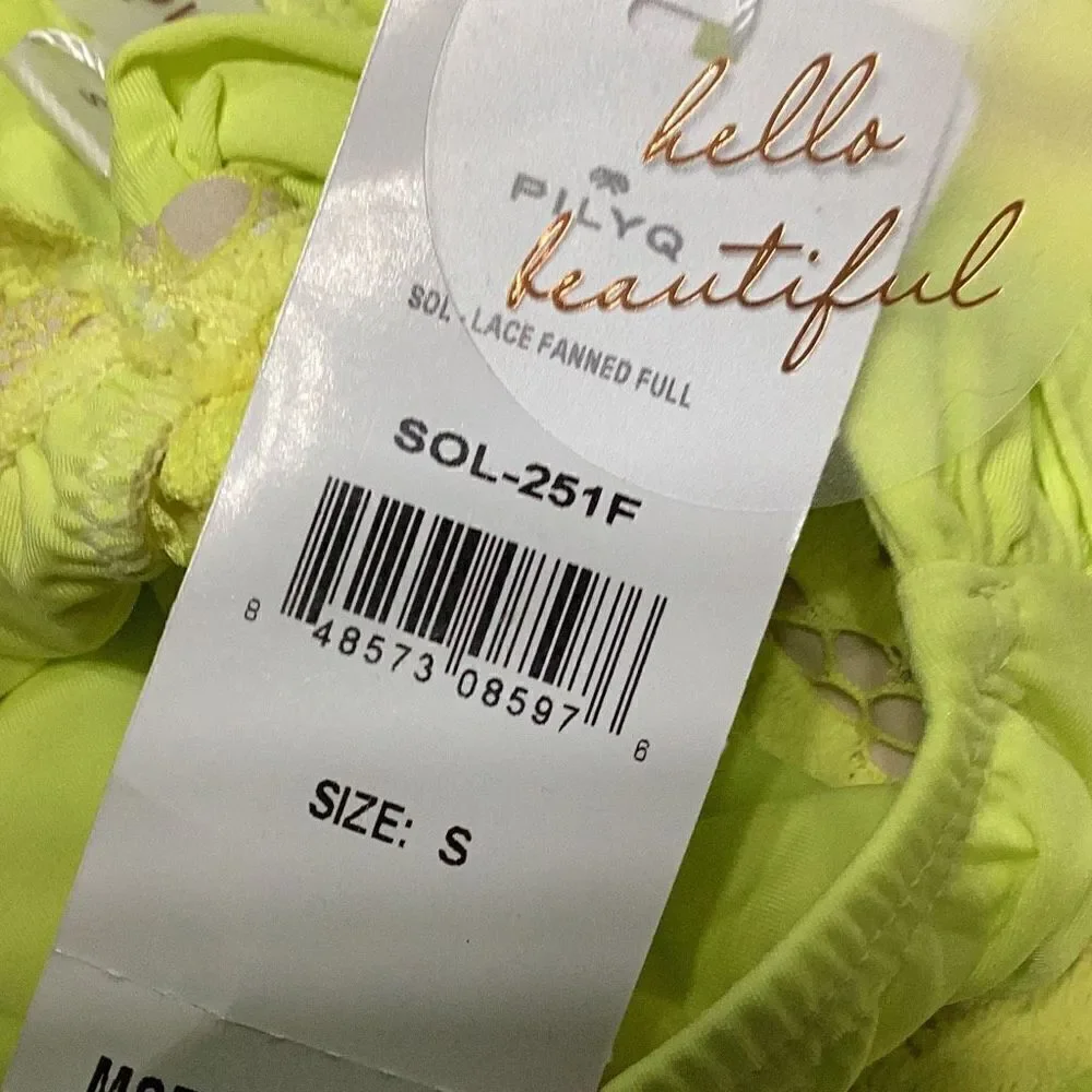 New. Pilyq lace fanned full bikini bottoms. Medium